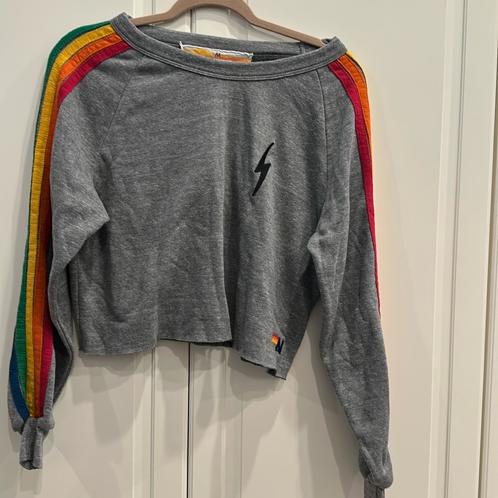 Aviator Nation cropped rainbow sweatshirt